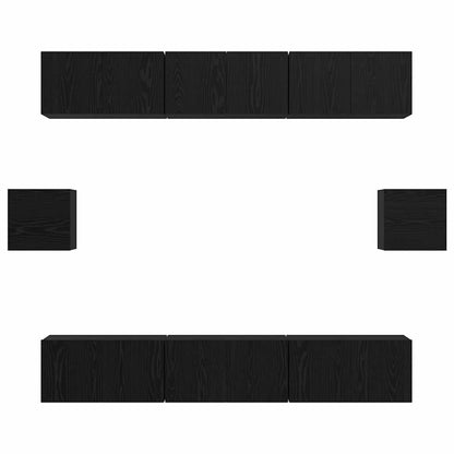 TV Cabinet Set 8 pcs Black oak 60 x 30 x 30 cm Engineered wood