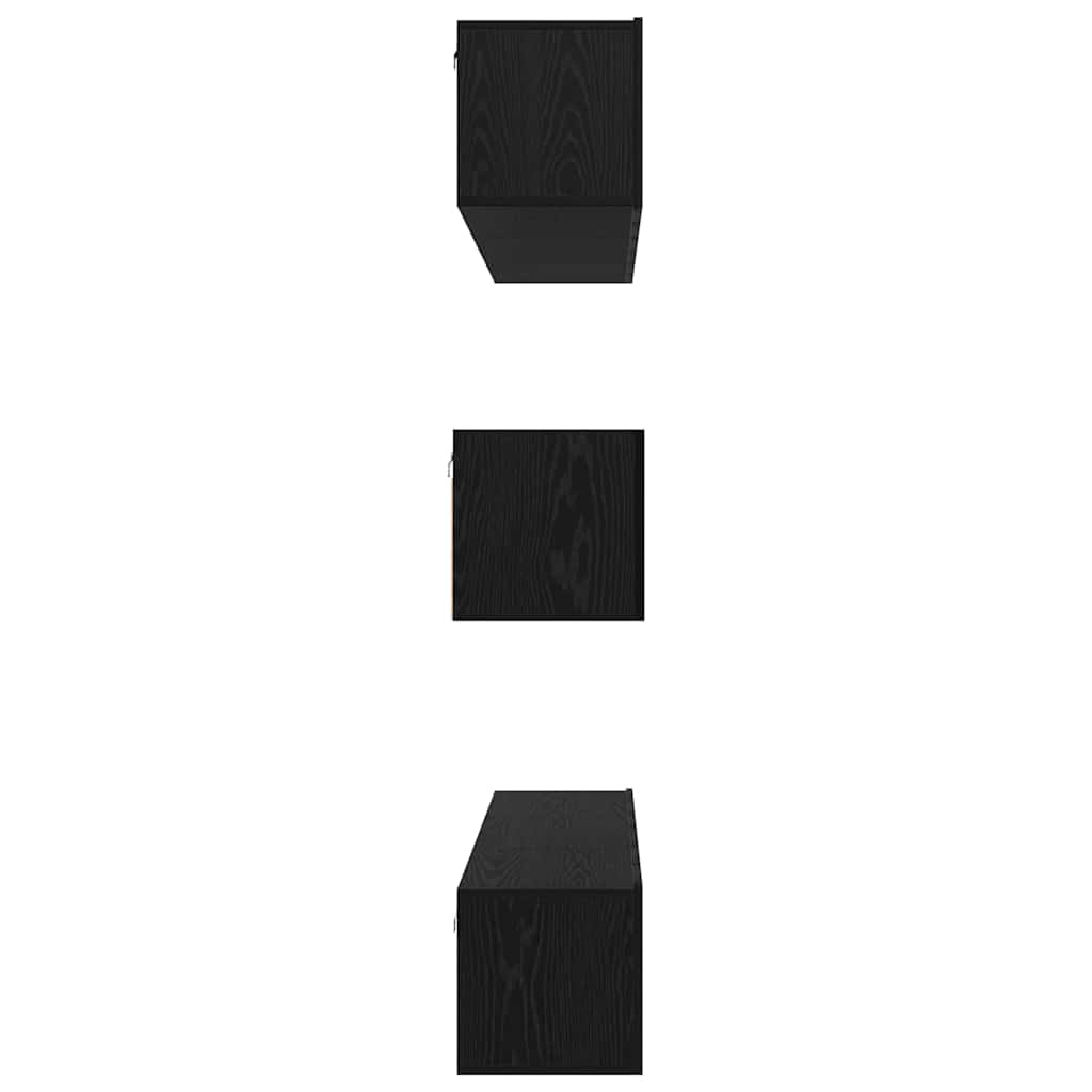 TV Cabinet Set 8 pcs Black oak 60 x 30 x 30 cm Engineered wood