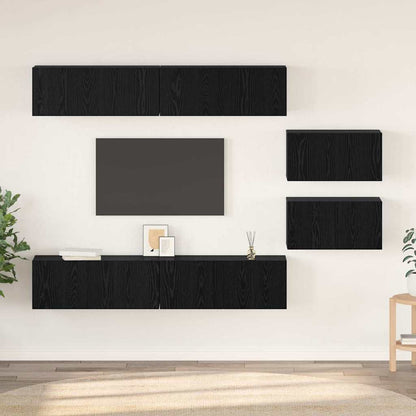 TV Cabinet Set 6 pcs Black Oak 80 x 30 x 30.5 cm Small