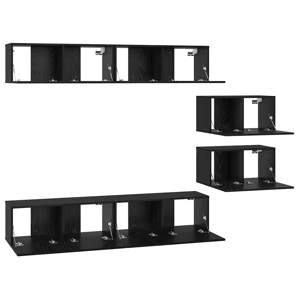 TV Cabinet Set 6 pcs Black Oak 80 x 30 x 30.5 cm Small