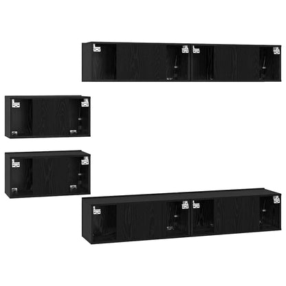TV Cabinet Set 6 pcs Black Oak 80 x 30 x 30.5 cm Small