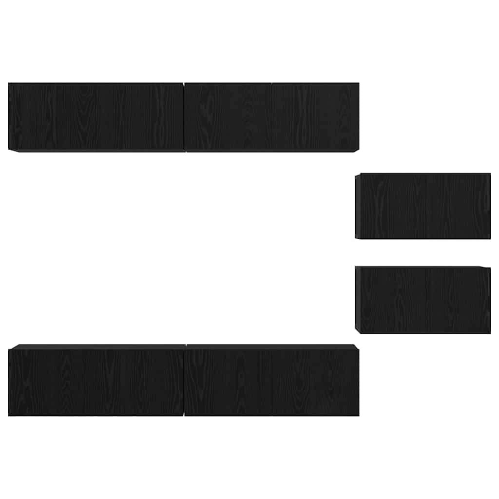 TV Cabinet Set 6 pcs Black Oak 80 x 30 x 30.5 cm Small