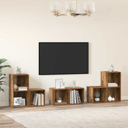 TV Cabinet Set Wall-mounted 6 pcs Old Wood Engineered Wood