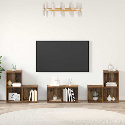 TV Cabinet Set Wall-mounted 6 pcs Old Wood Engineered Wood