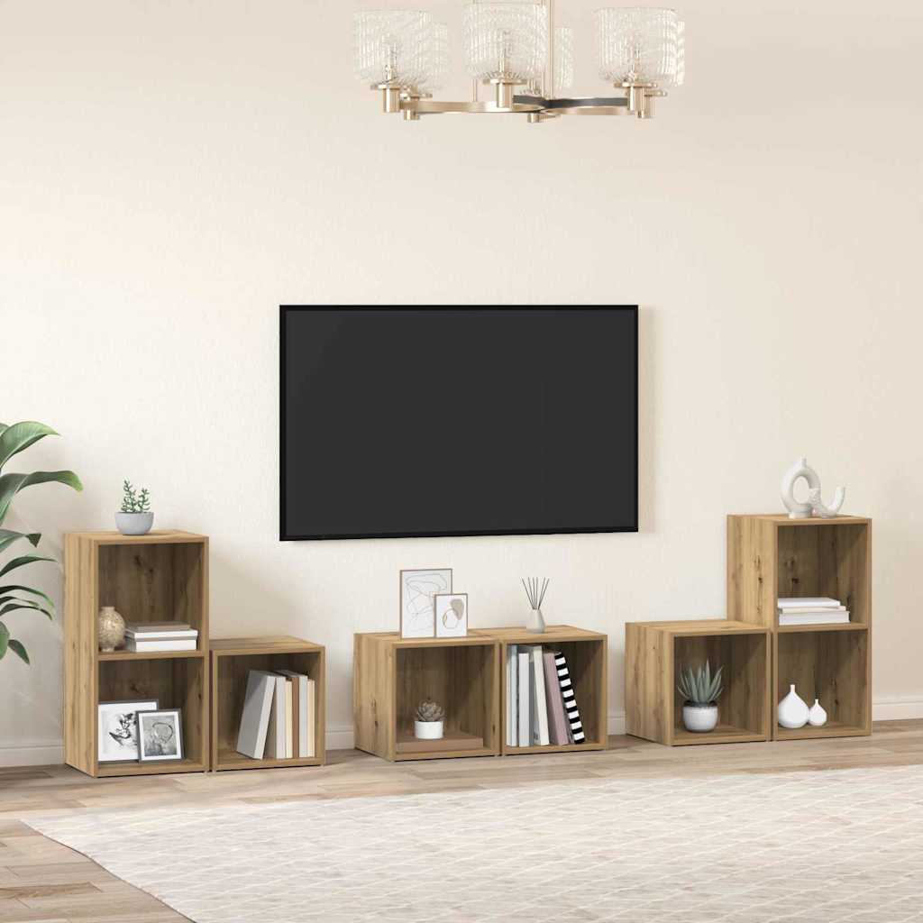 TV Cabinet Set Wall-mounted 6 pcs Artisan Oak Engineered Wood