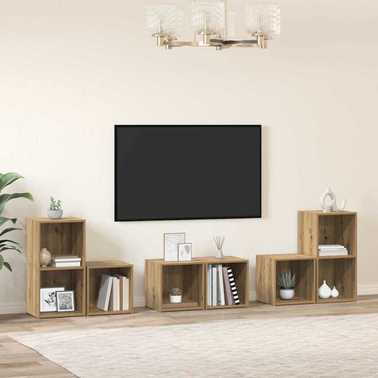 TV Cabinet Set Wall-mounted 6 pcs Artisan Oak Engineered Wood