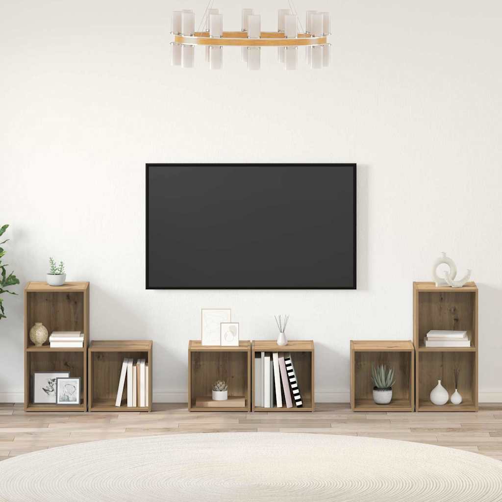 TV Cabinet Set Wall-mounted 6 pcs Artisan Oak Engineered Wood