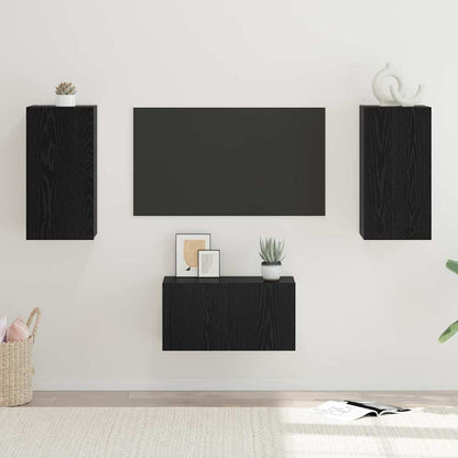 TV Cabinet Set 3 pcs Black oak 60 x 30 x 30 cm Engineered wood