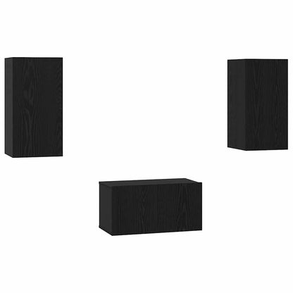 TV Cabinet Set 3 pcs Black oak 60 x 30 x 30 cm Engineered wood
