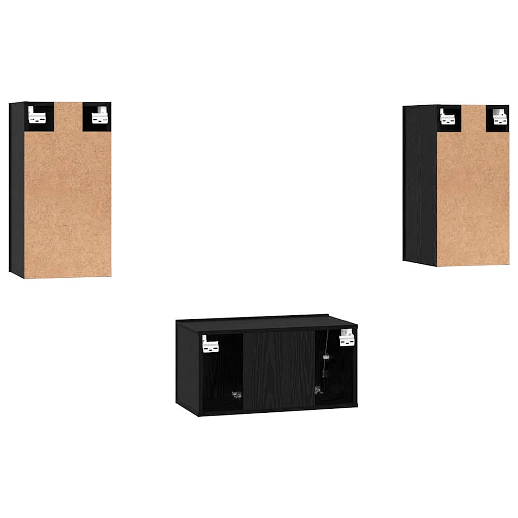 TV Cabinet Set 3 pcs Black oak 60 x 30 x 30 cm Engineered wood