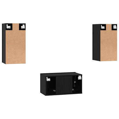 TV Cabinet Set 3 pcs Black oak 60 x 30 x 30 cm Engineered wood