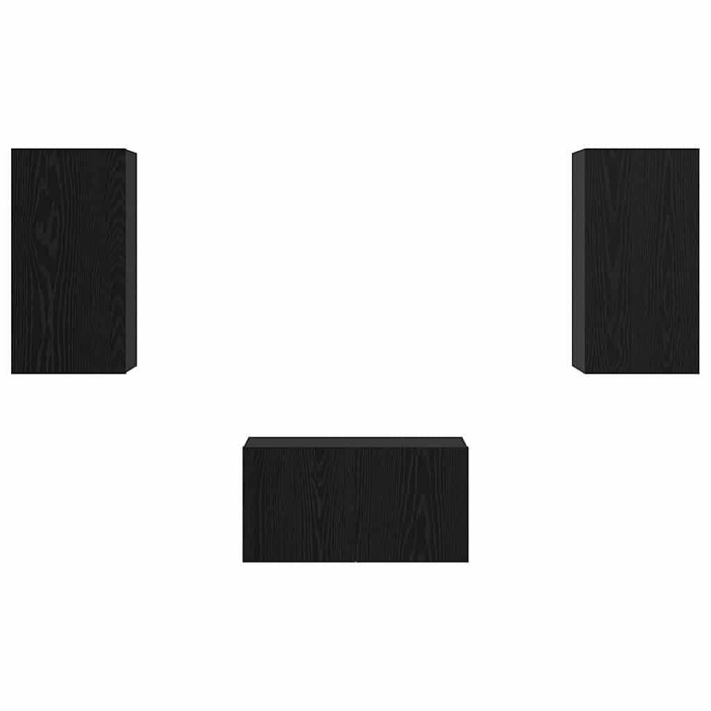 TV Cabinet Set 3 pcs Black oak 60 x 30 x 30 cm Engineered wood
