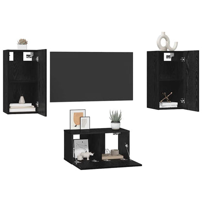 TV Cabinet Set 3 pcs Black oak 60 x 30 x 30 cm Engineered wood
