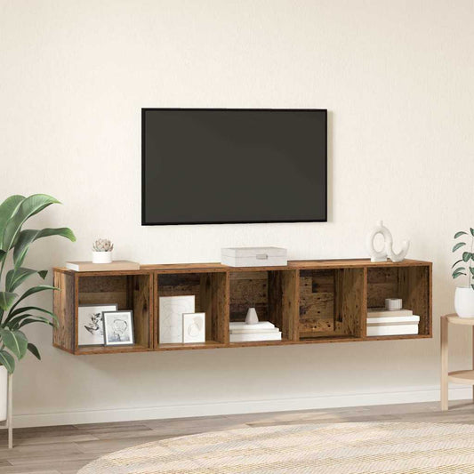 TV Cabinet Set Wall-mounted 2 pcs Old Wood Engineered Wood