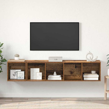 TV Cabinet Set Wall-mounted 2 pcs Old Wood Engineered Wood