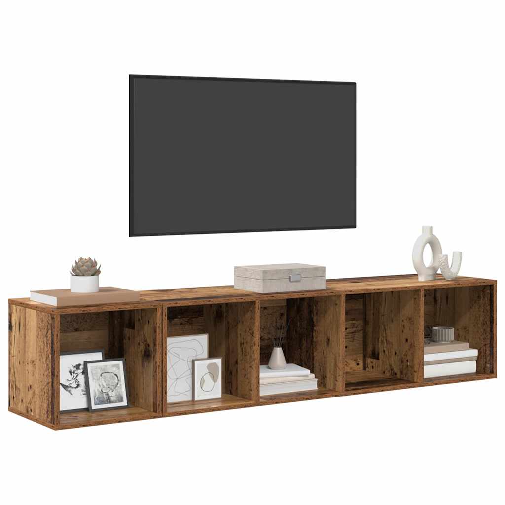 TV Cabinet Set Wall-mounted 2 pcs Old Wood Engineered Wood