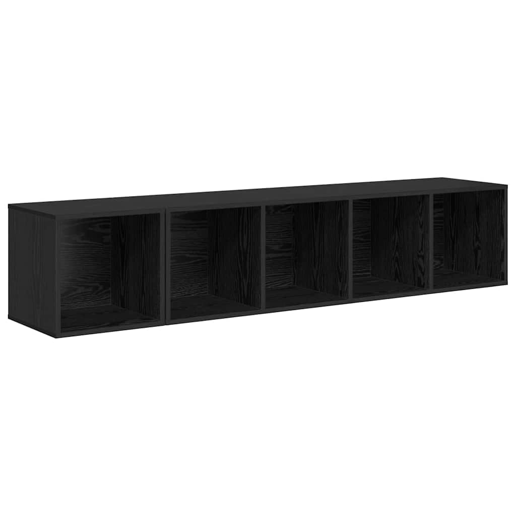 TV Cabinet Set Wall-mounted 2 pcs Black Oak Engineered Wood