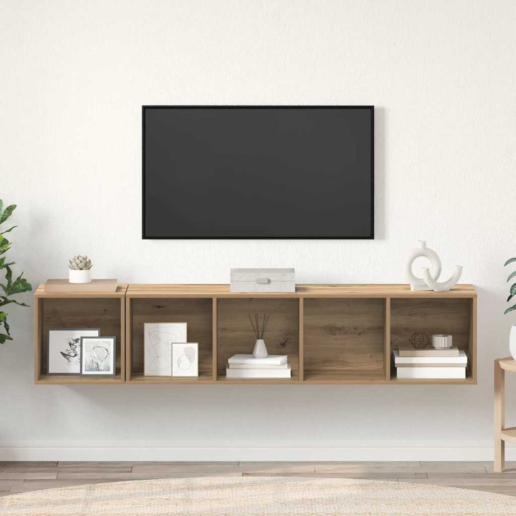 TV Cabinet Set Wall-mounted 2 pcs Artisan Oak Engineered Wood