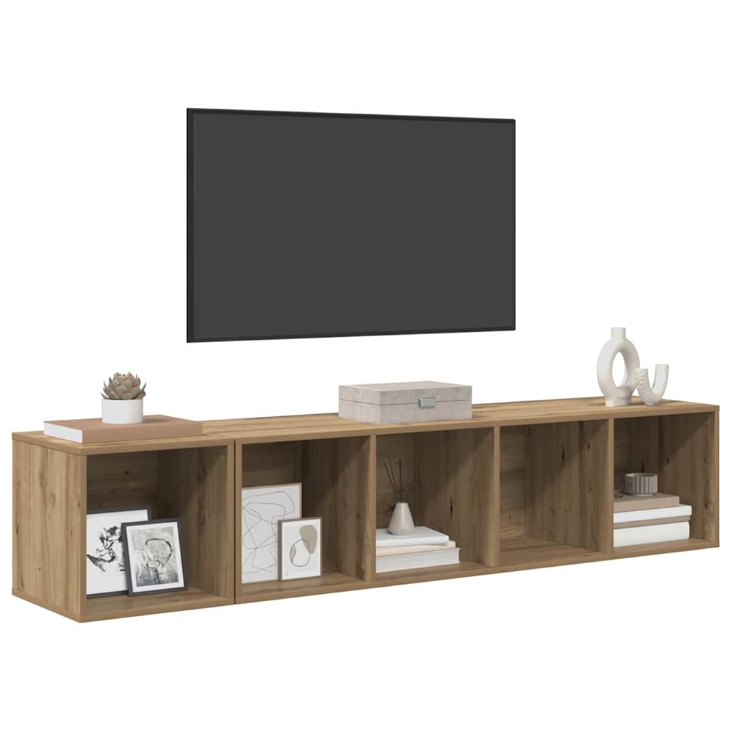 TV Cabinet Set Wall-mounted 2 pcs Artisan Oak Engineered Wood
