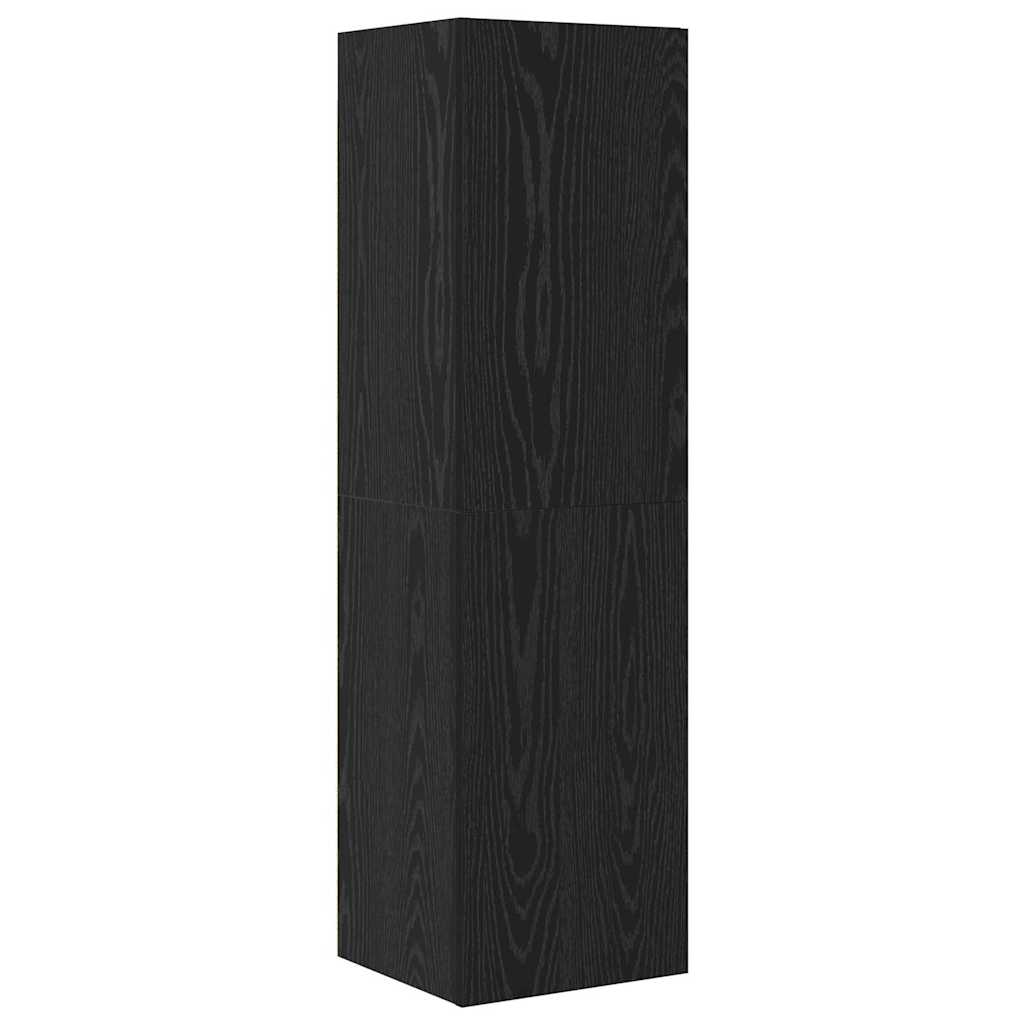 Wall TV Cabinet Wall-mounted 4 pcs Black oak 200 x 30 x 30 cm