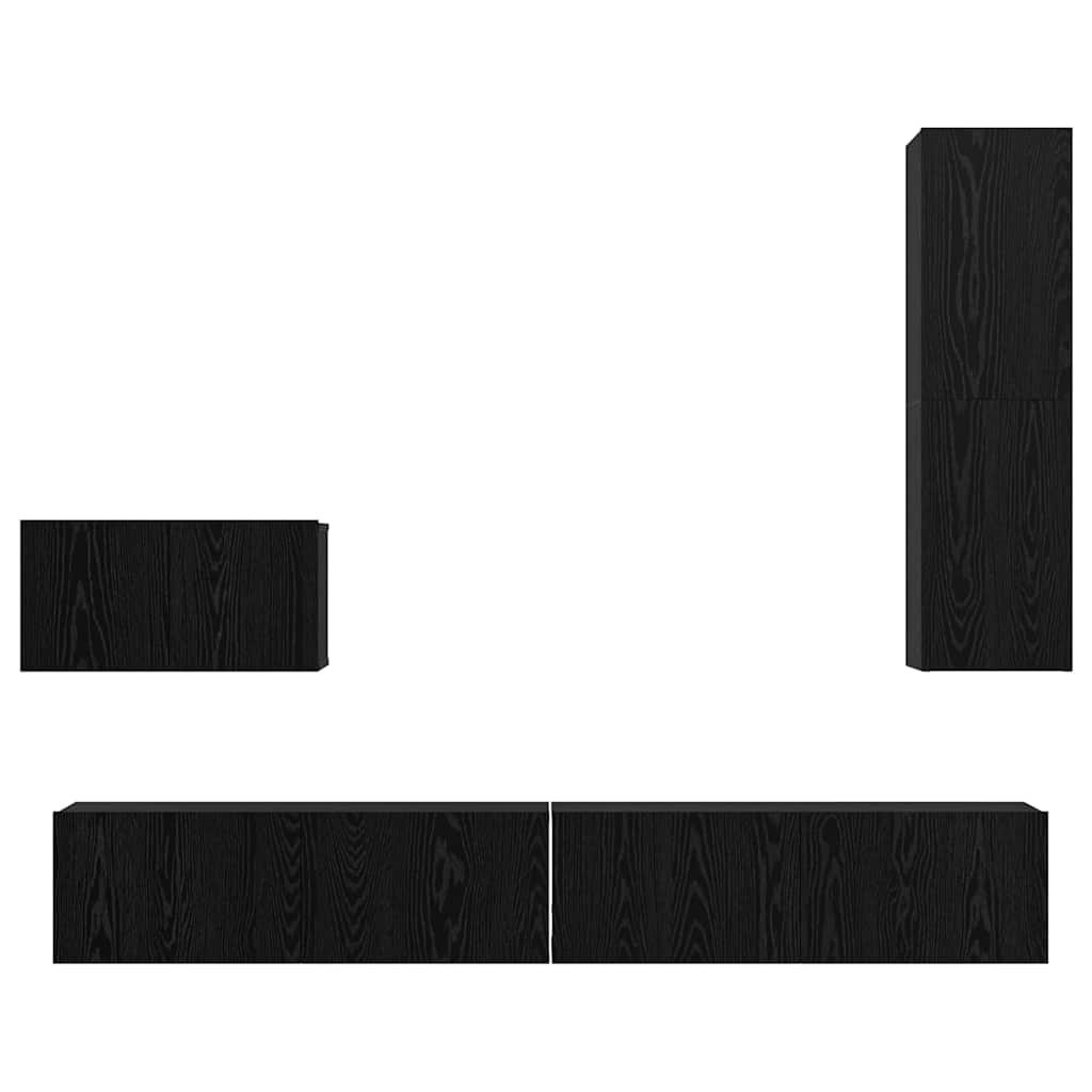 Wall TV Cabinet Wall-mounted 4 pcs Black oak 200 x 30 x 30 cm