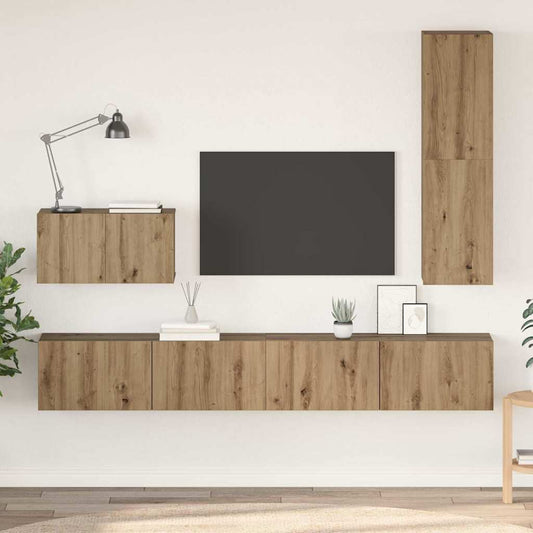 TV Cabinet Set Wall-mounted 4 pcs Artisan oak 200 x 30 x 30 cm