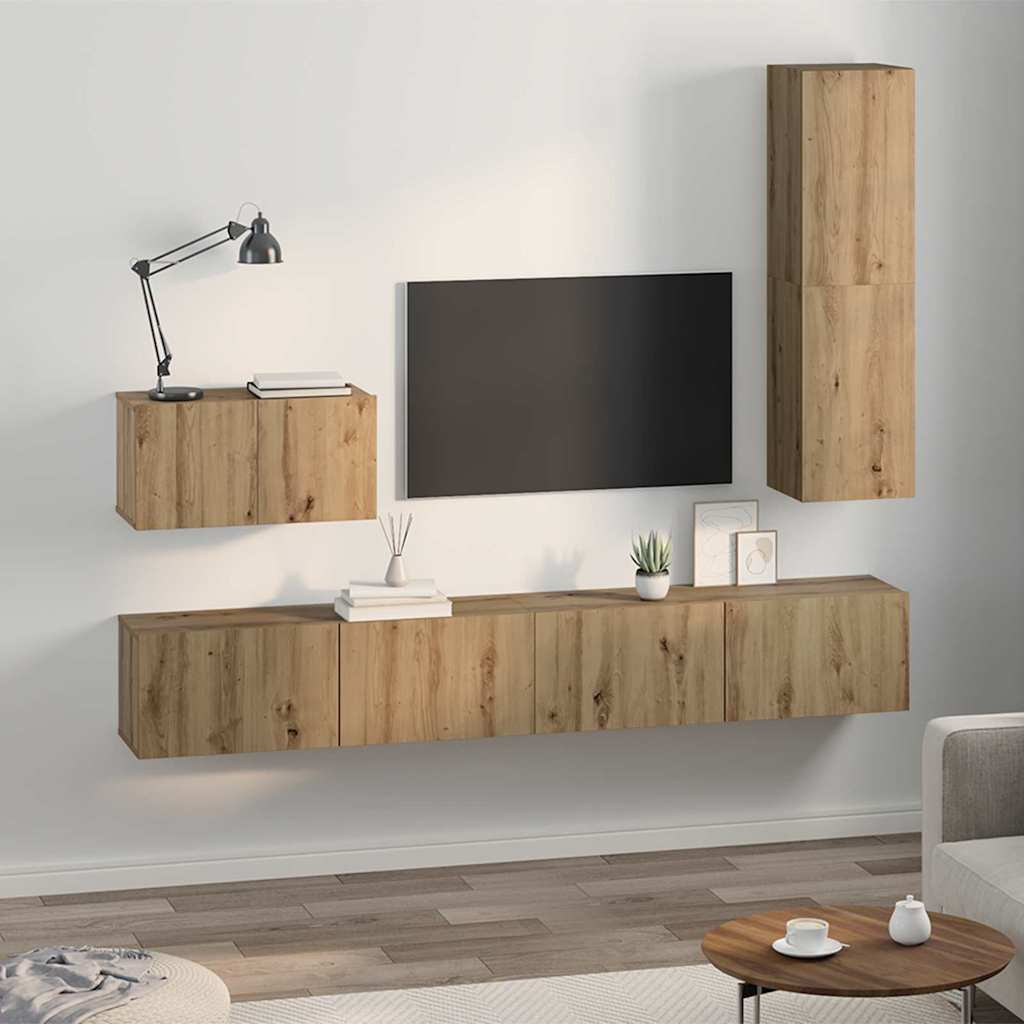 TV Cabinet Set Wall-mounted 4 pcs Artisan oak 200 x 30 x 30 cm