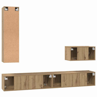 TV Cabinet Set Wall-mounted 4 pcs Artisan oak 200 x 30 x 30 cm