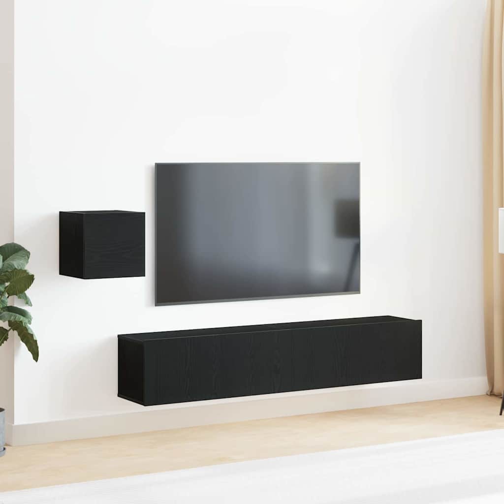 TV Cabinet Set 4 pcs Black oak 80 x 30 x 30 cm Engineered wood