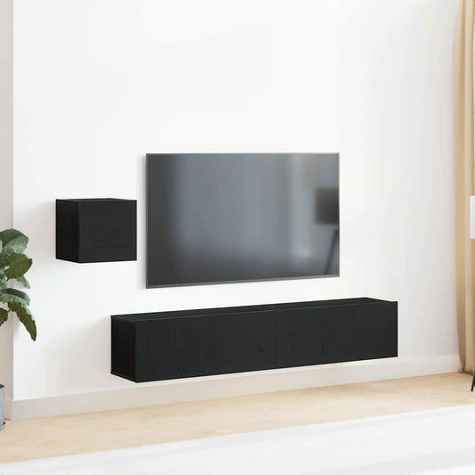 TV Cabinet Set 4 pcs Black oak 80 x 30 x 30 cm Engineered wood