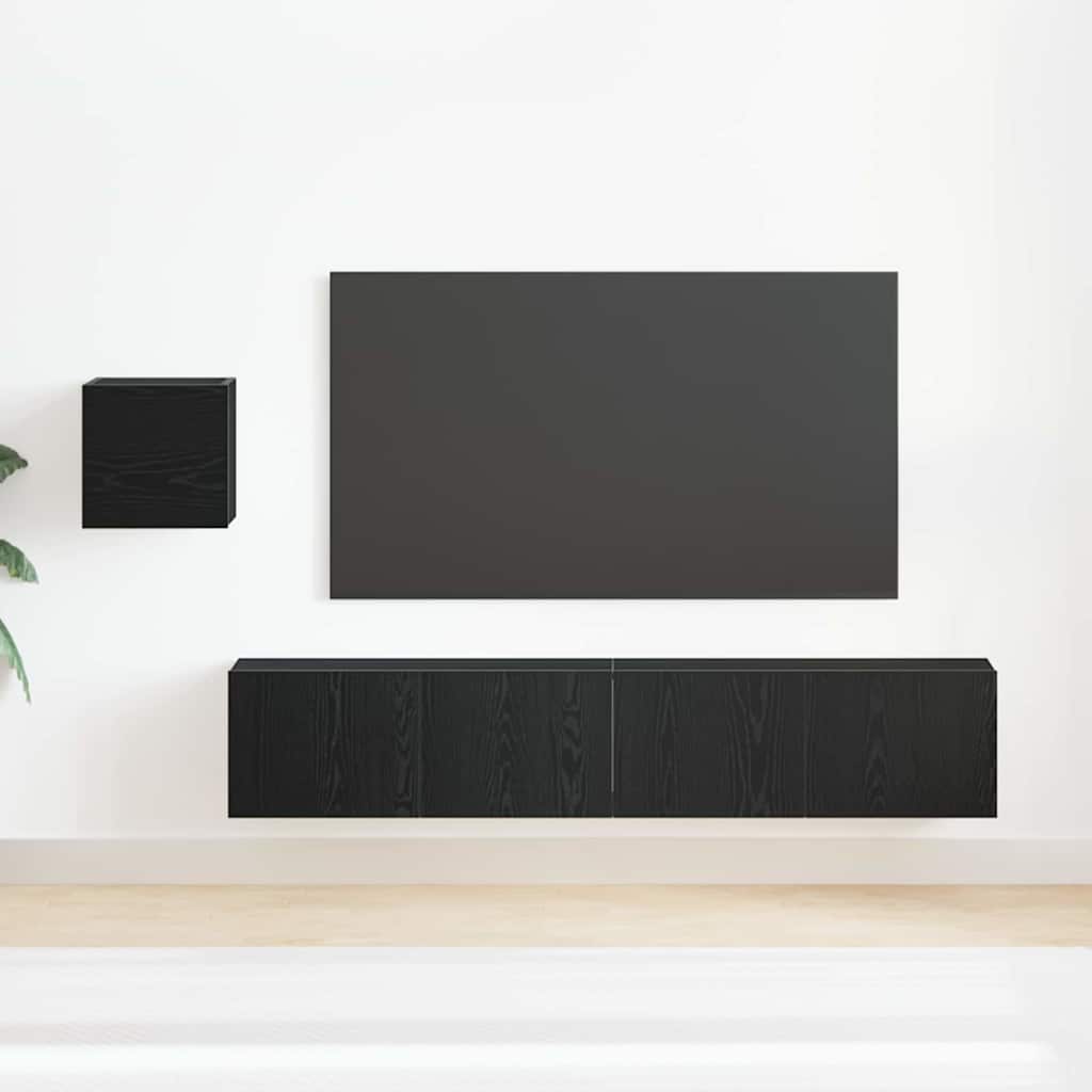 TV Cabinet Set 4 pcs Black oak 80 x 30 x 30 cm Engineered wood