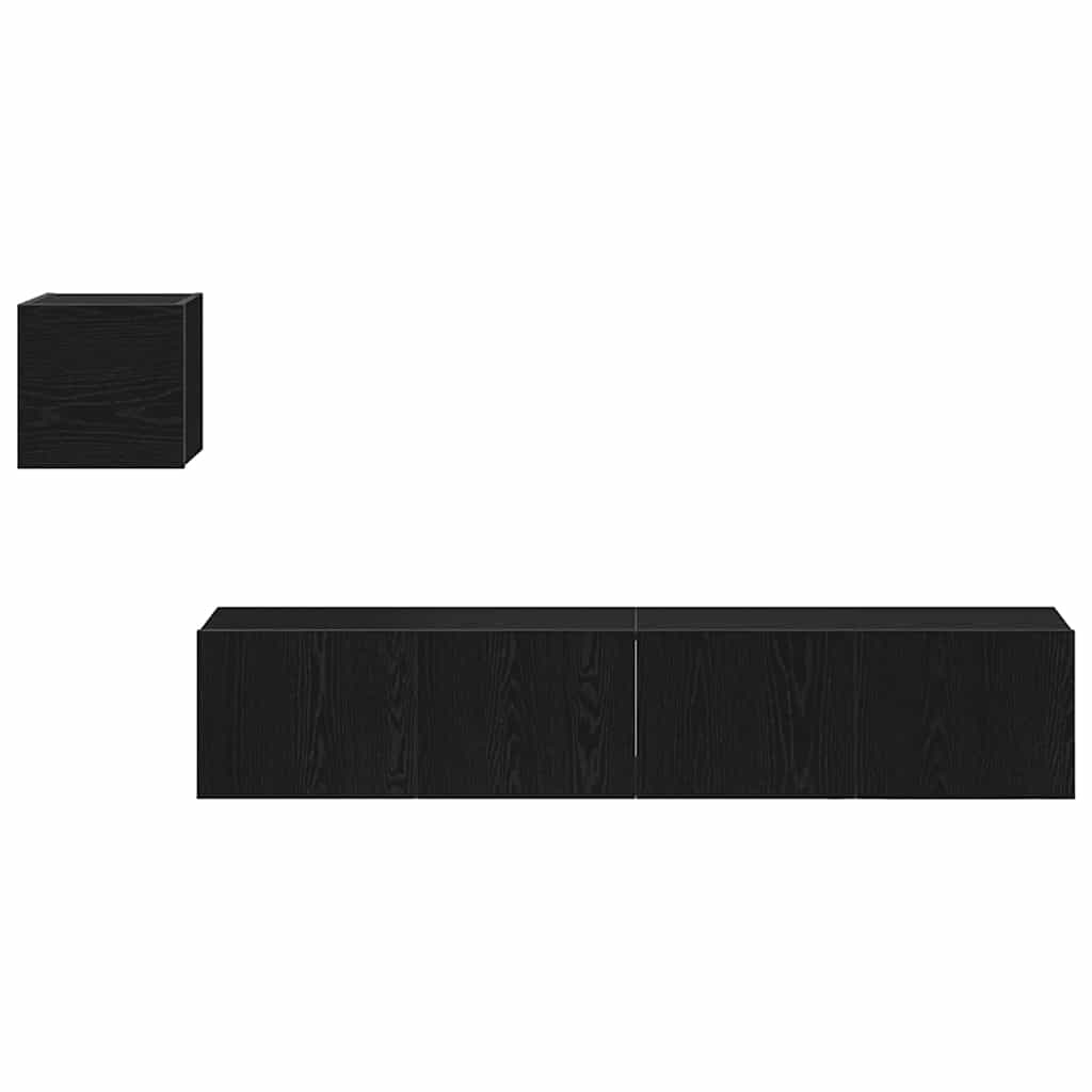 TV Cabinet Set 4 pcs Black oak 80 x 30 x 30 cm Engineered wood