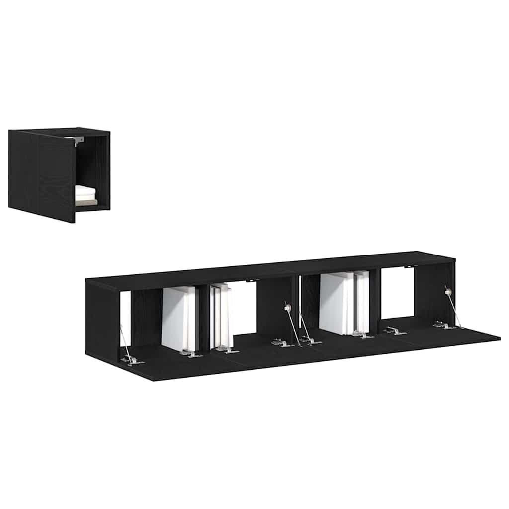 TV Cabinet Set 4 pcs Black oak 80 x 30 x 30 cm Engineered wood