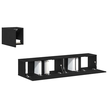 TV Cabinet Set 4 pcs Black oak 80 x 30 x 30 cm Engineered wood