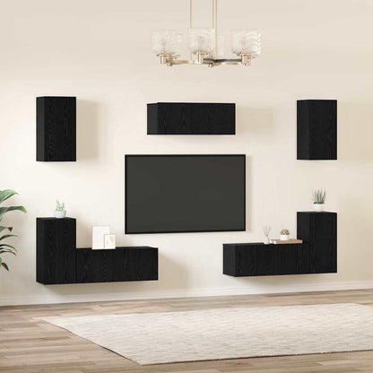 TV Cabinet Set 7 pcs Black oak 80 x 30 x 30 cm Engineered Wood
