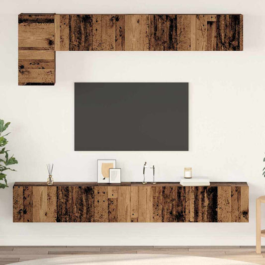 TV Cabinet Set 5 pcs Old wood 100 x 30 x 30 cm Engineered wood