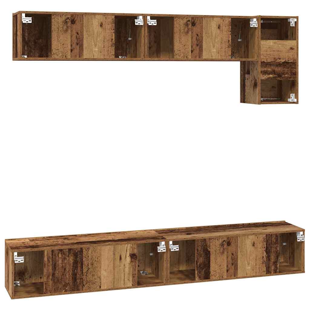 TV Cabinet Set 5 pcs Old wood 100 x 30 x 30 cm Engineered wood
