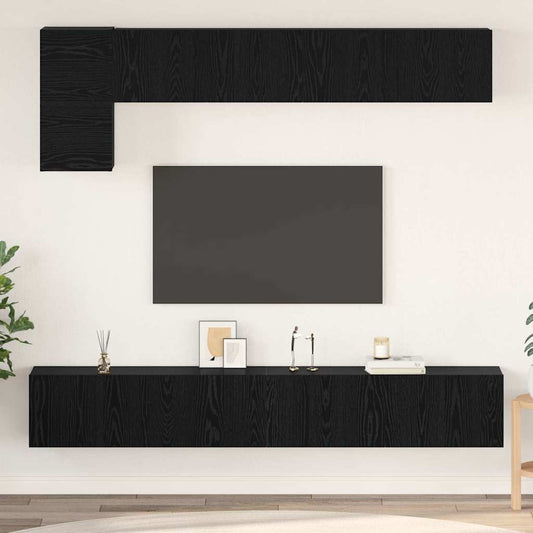 TV Cabinet Set 5 pcs Black oak 100 x 30 x 30 cm Engineered wood