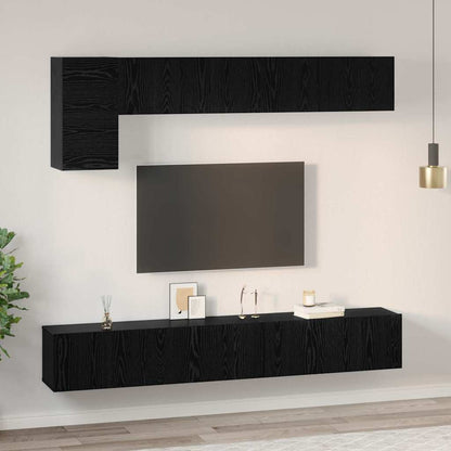 TV Cabinet Set 5 pcs Black oak 100 x 30 x 30 cm Engineered wood