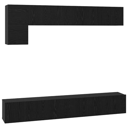 TV Cabinet Set 5 pcs Black oak 100 x 30 x 30 cm Engineered wood
