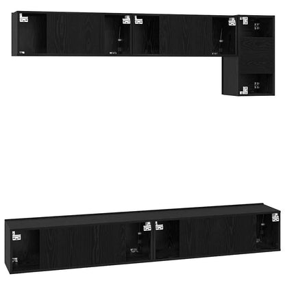 TV Cabinet Set 5 pcs Black oak 100 x 30 x 30 cm Engineered wood