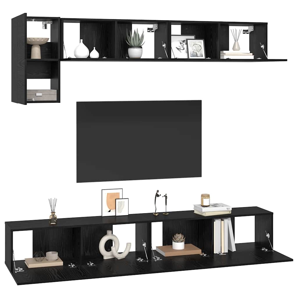 TV Cabinet Set 5 pcs Black oak 100 x 30 x 30 cm Engineered wood