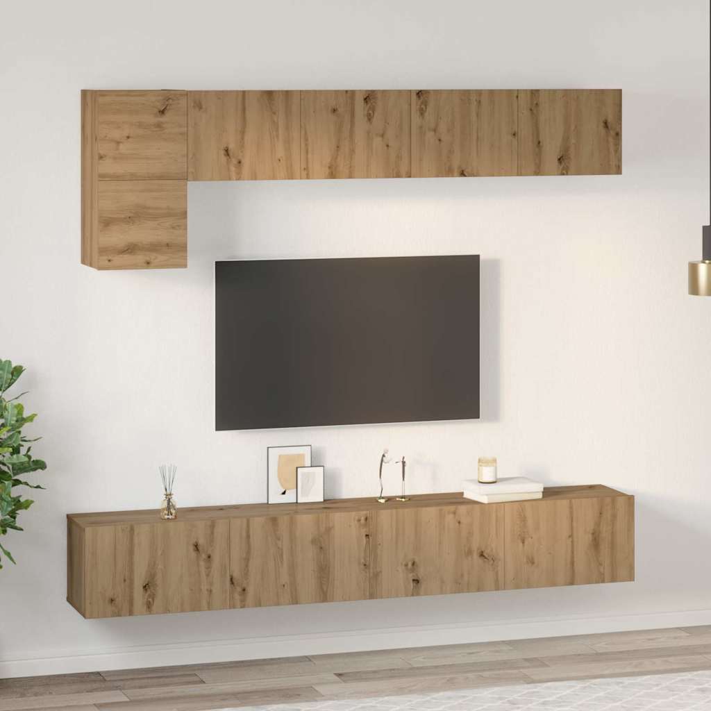 TV Cabinet Set Wall-mounted 5 pcs Artisan oak 100 x 30 x 30 cm