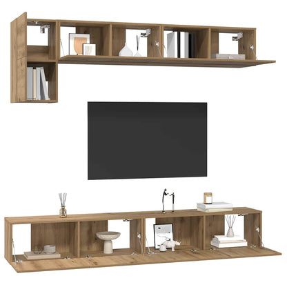 TV Cabinet Set Wall-mounted 5 pcs Artisan oak 100 x 30 x 30 cm