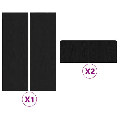 4 Piece TV Cabinet Set - Wall-mounted Black Oak Engineered Wood