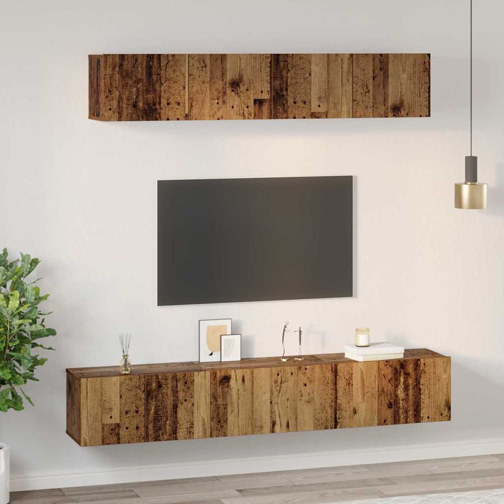 TV Cabinet Set 5 pcs Old wood 100 x 30 x 30 cm Engineered wood