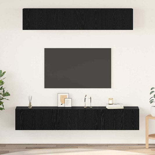 TV Cabinet Set 5 pcs Black oak 100 x 30 x 30 cm Engineered wood