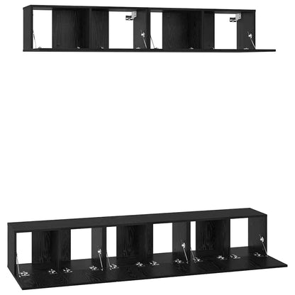 TV Cabinet Set 5 pcs Black oak 100 x 30 x 30 cm Engineered wood