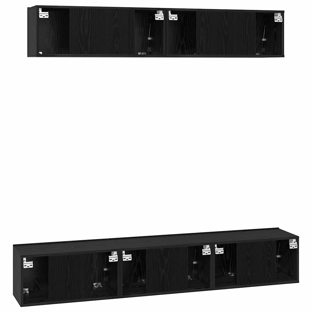 TV Cabinet Set 5 pcs Black oak 100 x 30 x 30 cm Engineered wood