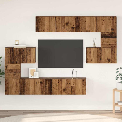 TV Cabinet Set 8 pcs Old wood 80 x 30 x 30 cm Engineered Wood